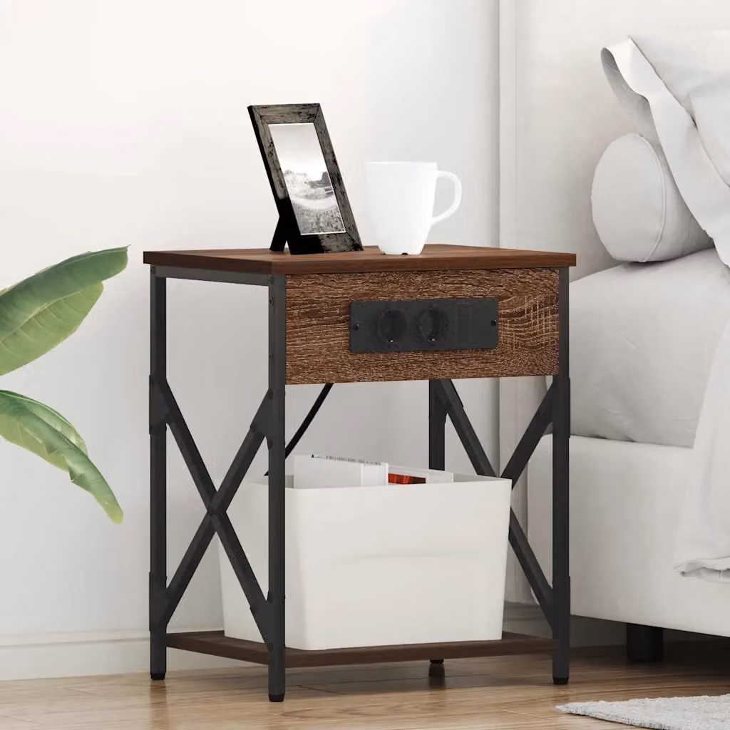 vidaXL Armadio da Notte in Stile Rustico Marrone L: 41 cm, P: 31 cm, H: 51 cm