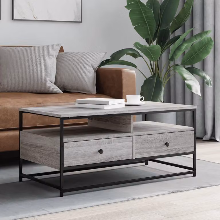 vidaXL Tavolino da salotto moderno grigio L: 100 cm, P: 51 cm, H: 45 cm