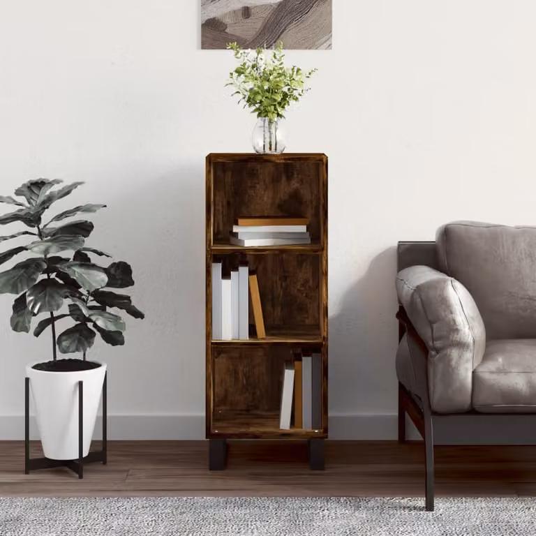 Credenza vidaXL in Rovere Fumo e Legno Multistrato, L/P/H: 34,5 x 32,5 x 90 cm