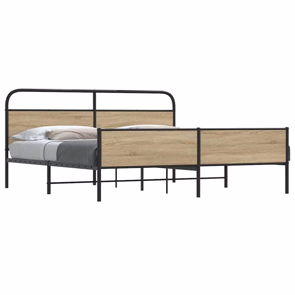 vidaXL Giroletto in Metallo Rovere Fumo L/P/H: 200 x 150 x 156 cm
