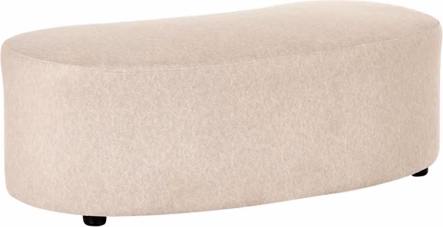 Pouf ovale in tessuto color beige, rivestito in tessuto, forma a fagiolo, stile organico
