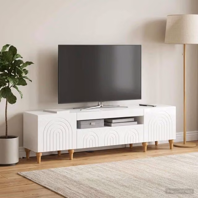 Mobile TV LED ALKMAAR 153 x 35 x 43 cm Bianco Lucido 896249