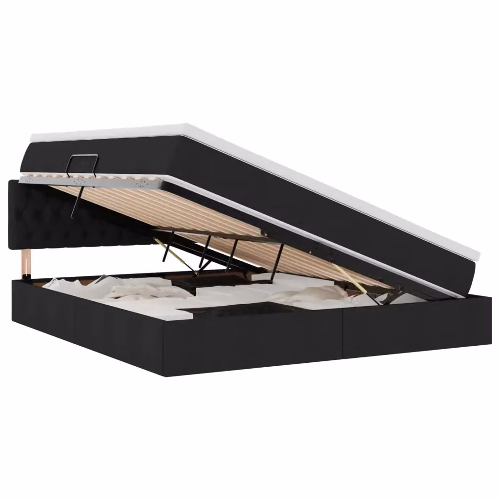 Letto con contenitore e materasso vidaXL in velluto nero L: 180 cm, P: 200 cm, H: 280 cm – 2