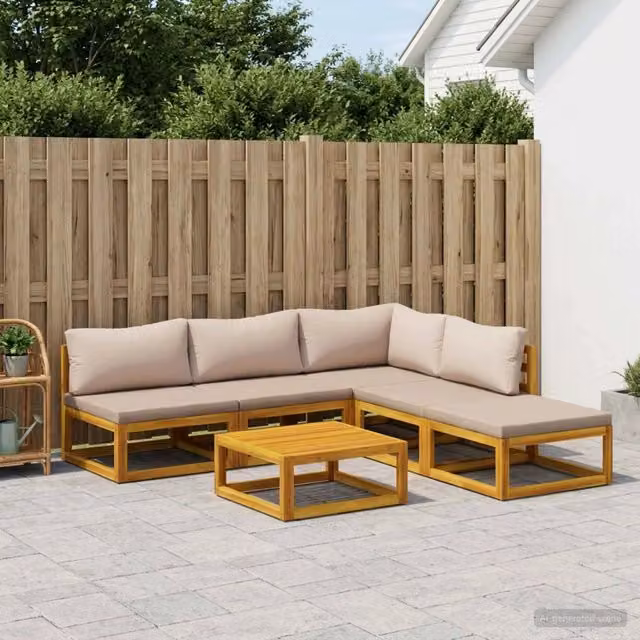 Set di divani 6 pz Naturale Legno di Acacia Massello 3417237