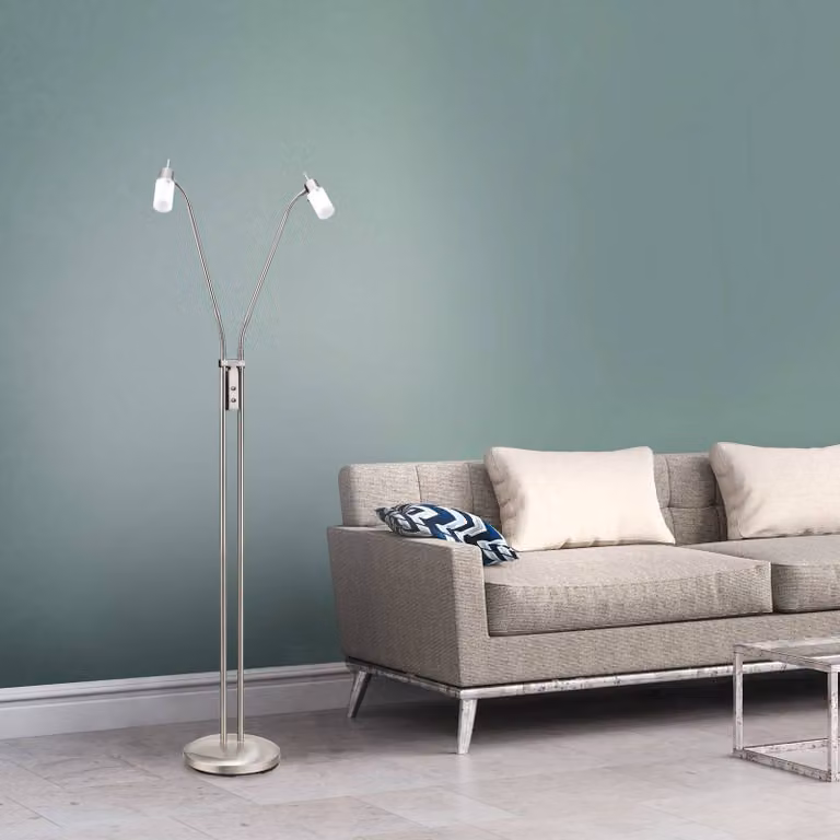 JUST LIGHT. GmbH Lampada da terra a LED MAX, Alluminio / Grigio / Zincato, Soggiorno / Sala da pranzo, Metallo, Moderno, Lampada LED da terra