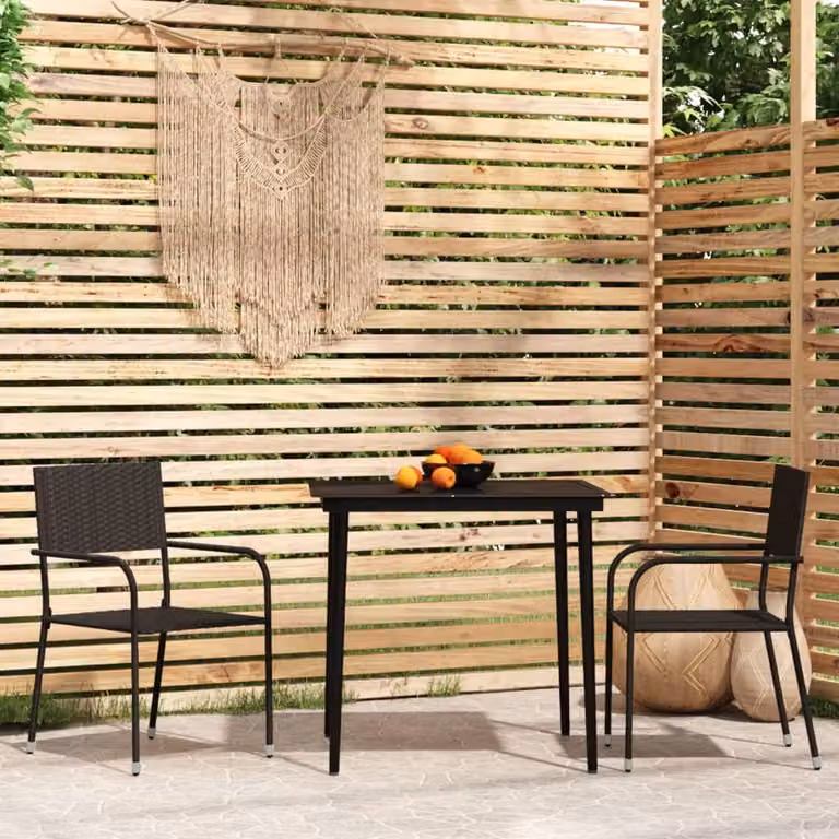Maison Exclusive - Set da pranzo da giardino 3 pezzi nero