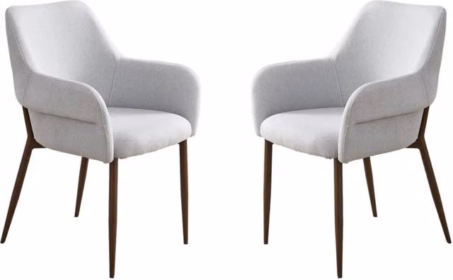 Set di 2 sedie da pranzo Jade con braccioli Habitat in tessuto grigio e legno marrone - L: 59 cm, P: 58 cm, H: 85 cm – 1