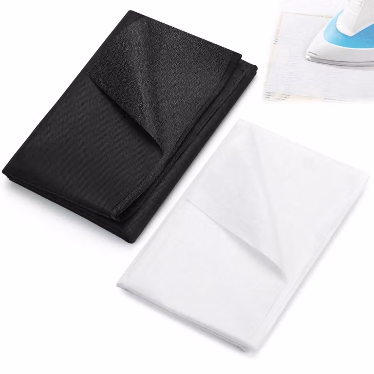 Tessuto termoadesivo per stirare, 2 pezzi, dimensioni 200x100 cm, colore bianco/nero, peso 55 g/m²