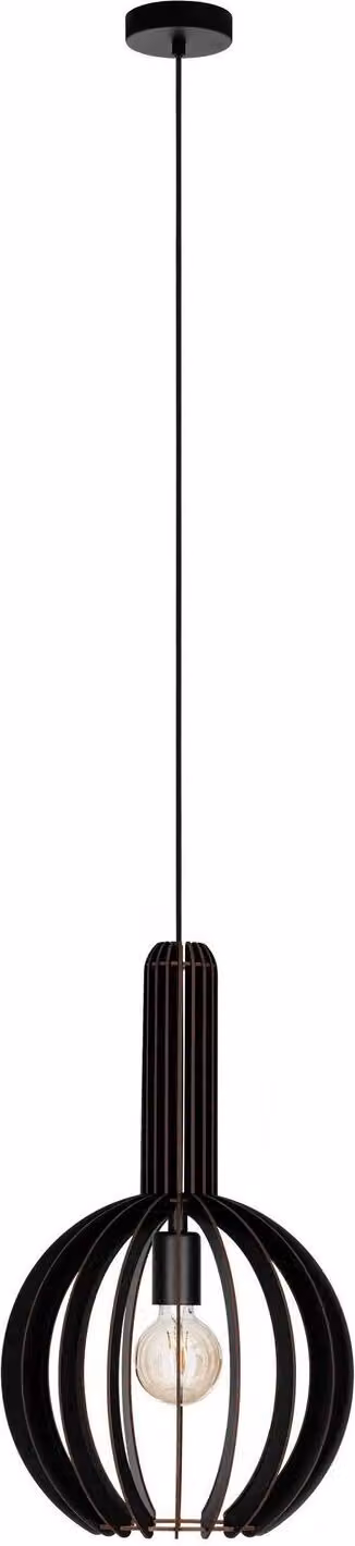 Lampadario Industrial Velasco 1 Luce Acciaio Nero Diffusore Nero Tondo