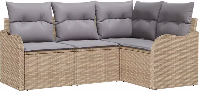 Set Divano da Giardino 4 pcs Beige polyrattan