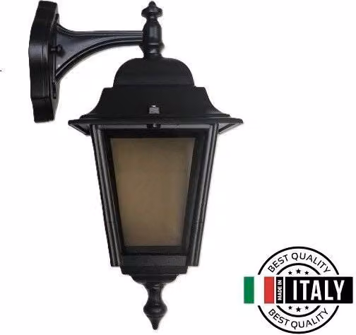 Applique da parete a lanterna Nizza Moretti nera per esterno con vetro trasparente e attacco E27, H: 52 cm, L: 28 cm, P: 21 cm