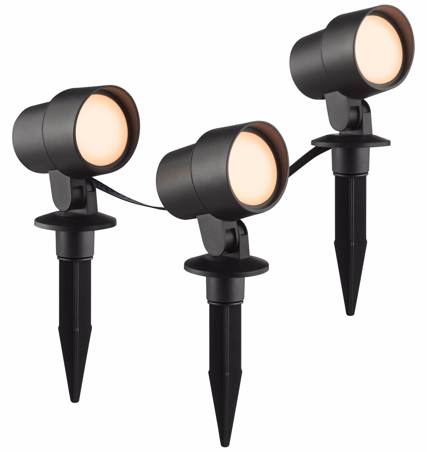 Brilliant G40911/06 Kamara Lampada da esterno a spillo Set da 3 in plastica nera LED integrato