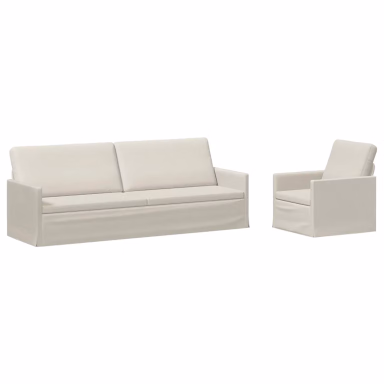 Set di 2 divani moderni vidaXL in velluto beige con struttura in metallo per soggiorno o ufficio