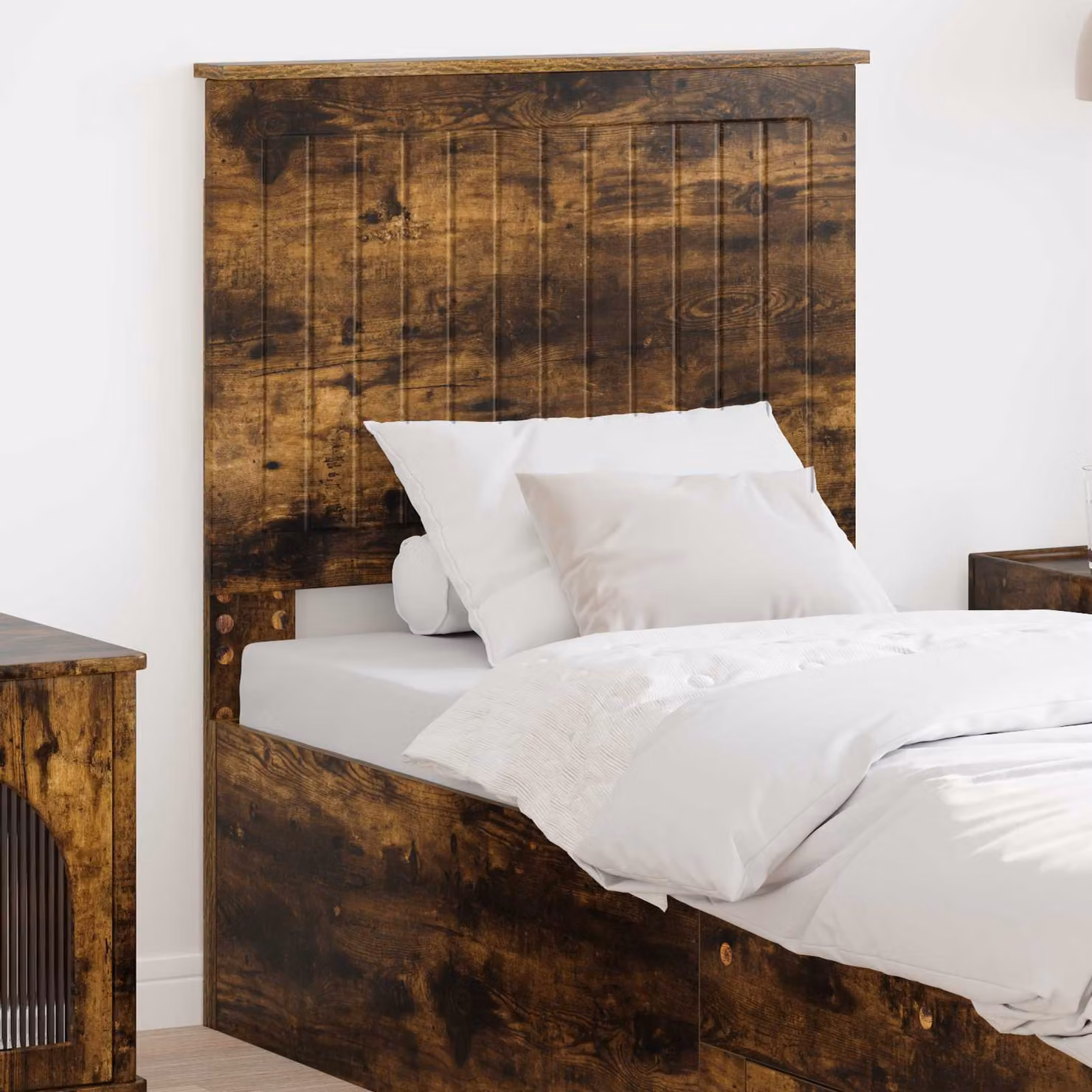 Testiera per letto vidaXL in legno ingegnerizzato Rovere Fumo, marrone