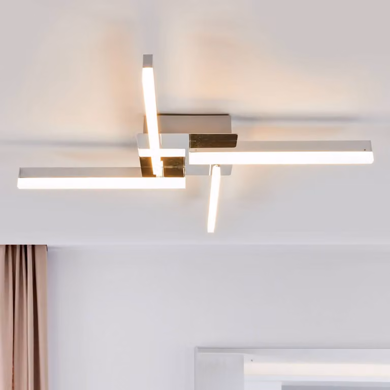 Plafoniera Patrik Lindby, Cromo / Argento, Bagno, Metallo, Moderno, Plafoniera