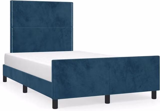 Letto matrimoniale | Letto per adulti | Giroletto senza Materasso Blu Scuro 120x190 cm Velluto