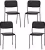 Set di 4 sedie moderne da sala da pranzo e cucina COSTWAY, sedie impilabili con schienale inclinato e gambe in metallo, Nero, L 48,5 x P 44,5 x H 81 cm