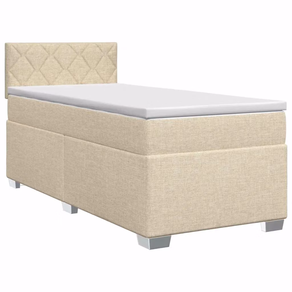 Letto box spring con materasso ibrido vidaXL in tessuto beige e bianco L/P: 100 x 200 cm – 2