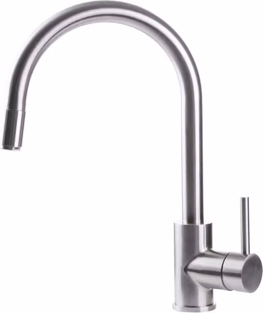 Rubinetto Cucina Miscelatore Monocomando Lavello Canna Tonda Doccetta Estraibile n Acciaio Inox