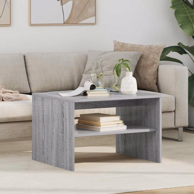 vidaXL Tavolino da salotto moderno rettangolare in MDF grigio L: 60 cm, P: 50 cm, H: 40 cm
