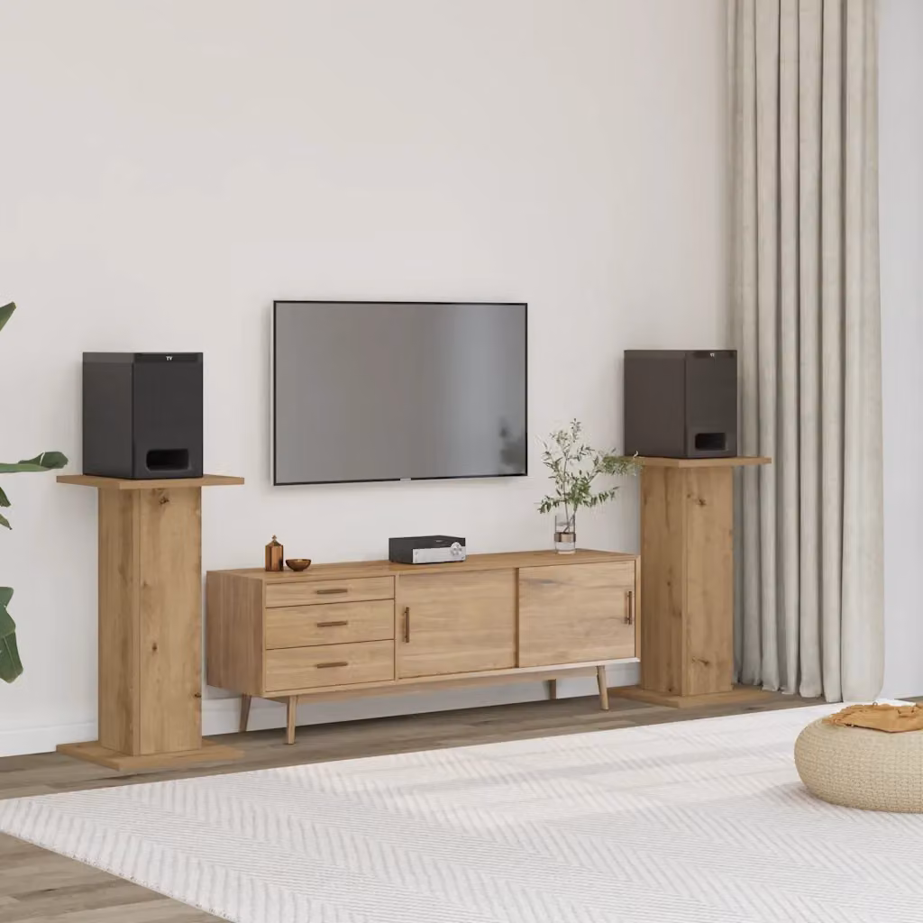 Set di 2 supporti per altoparlanti vidaXL in multistrato color rovere, L/P/H: 30 x 30 x 60 cm