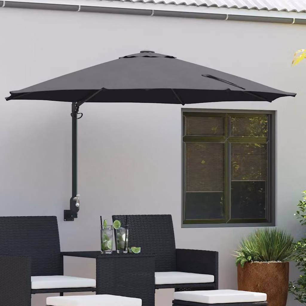 Ombrello da giardino a braccio articolato vidaXL in poliestere e acciaio, colore antracite o nero, L: 248 cm, P: 248 cm, H: 148 cm