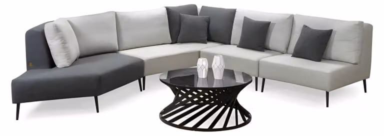 Ecksofa L-Form Sofa Couch Stoffsofa Wohnlandschaft Beige-Grau Modern