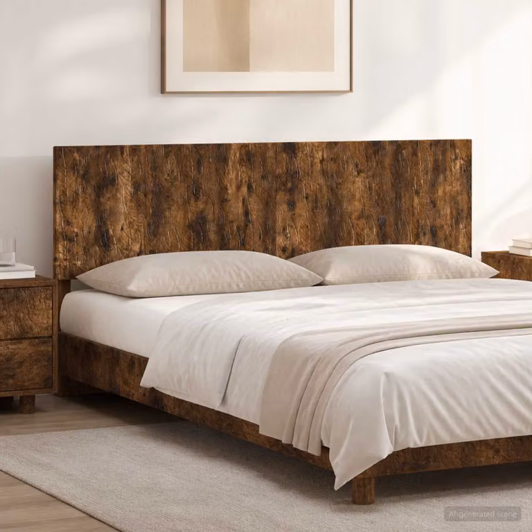 Testiera da muro vidaXL DELFT in legno ingegnerizzato Rovere Fumo con ripiano integrato, marrone