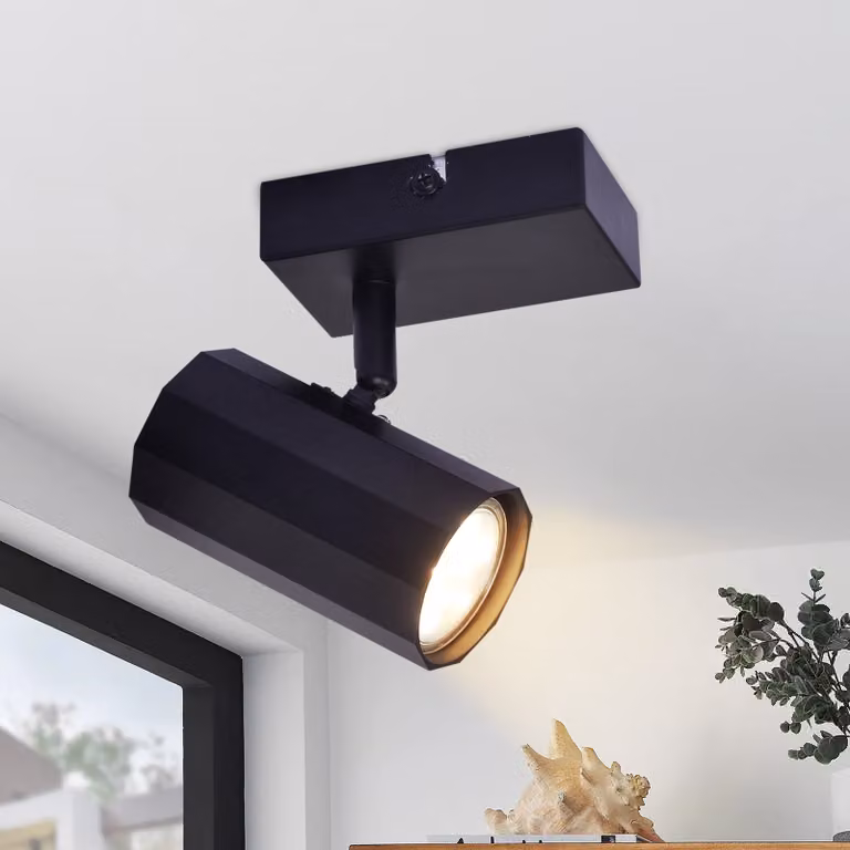 ZMH faretto da soffitto 1 fiamma plafoniera nera vintage plafoniera metallo GU10 orientabile 350° lampada da corridoio MAX. 40W per corridoio cucina senza lampadina