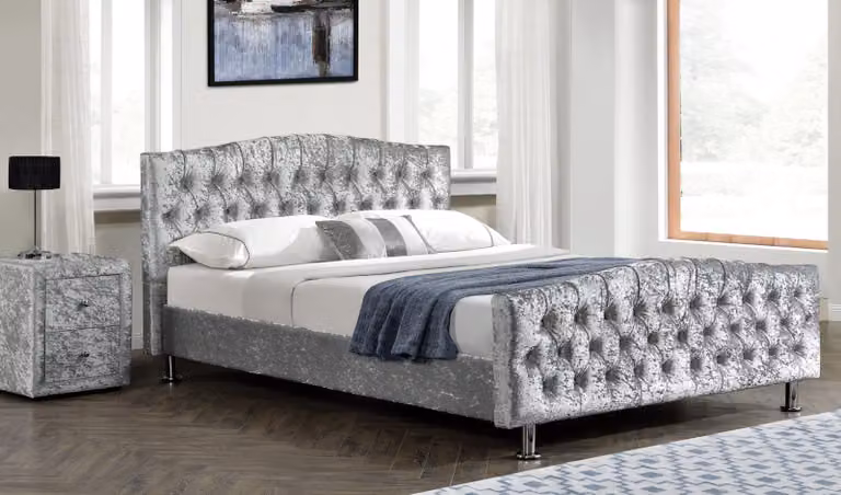 Chesterfield Designer Bett Schlafzimmer Leder Polster 140/160/180/200 cm