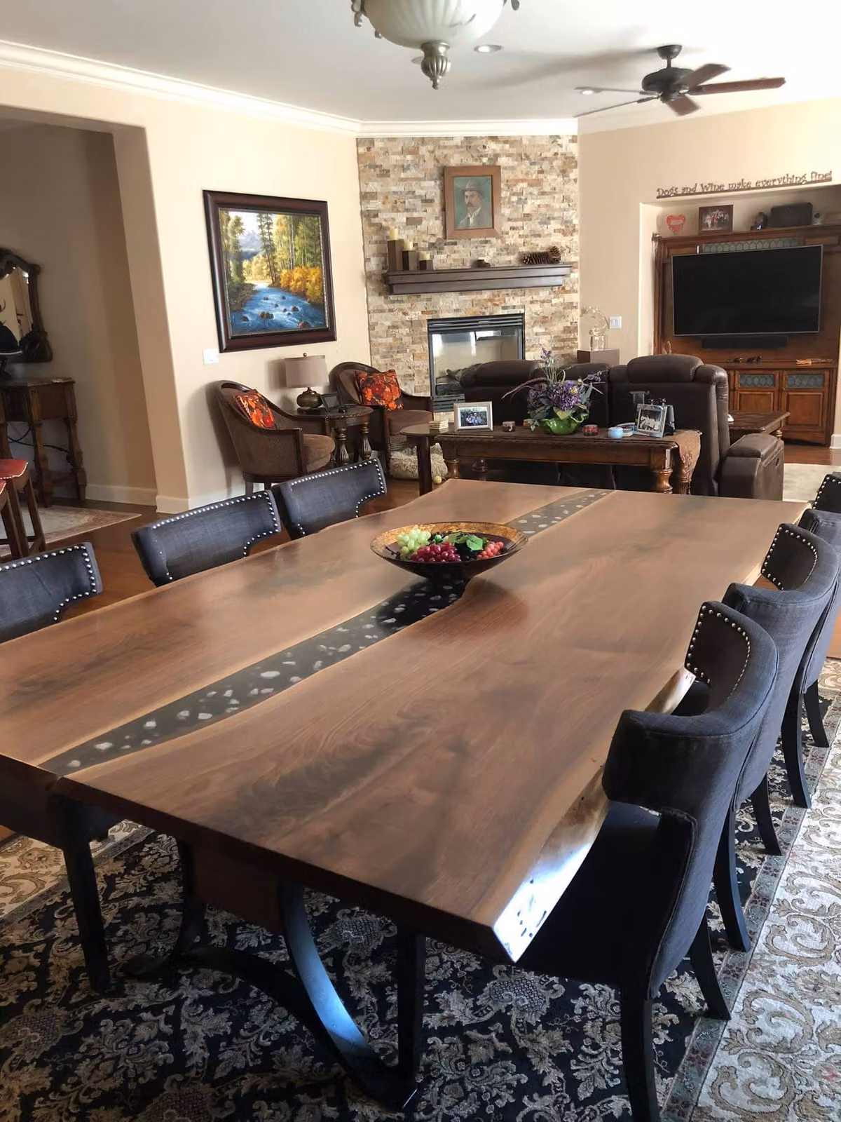 Tisch esstisch tische epoxid harz epoxy wasserfall echtes holz massive möbel