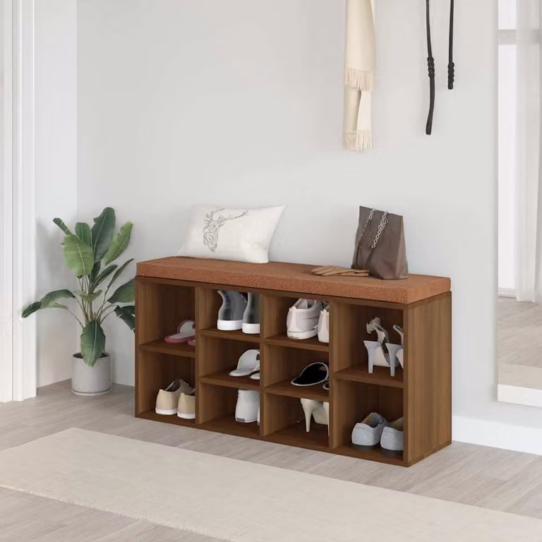 Scarpiera moderna vidaXL in legno color rovere marrone L: 103 cm, P: 30 cm, H: 48 cm