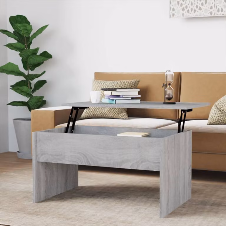 vidaXL Tavolino da caffè Grey Sonoma 80x50,5x41,5 cm Materiale a base di legno - Tavolino da caffè - Tavolini da caffè - Tavolino da caffè regolabile in altezza - Tavolino laterale