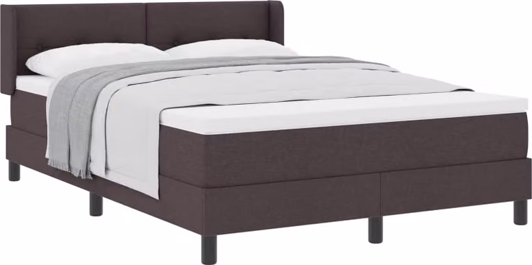 Letto a molle con testiera Marrone Scuro 200 x 140 cm Tessuto