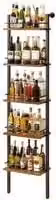 Vetrina a muro industriale con 5 livelli per l'organizzazione della cucina e esposizione bottiglie di vino, colore marrone vintage, L 43 cm x P 20 cm x H 177 cm