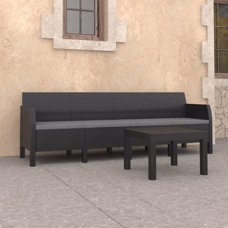 Maison Exclusive - Set da giardino a 2 pezzi con cuscini in rattan sintetico antracite