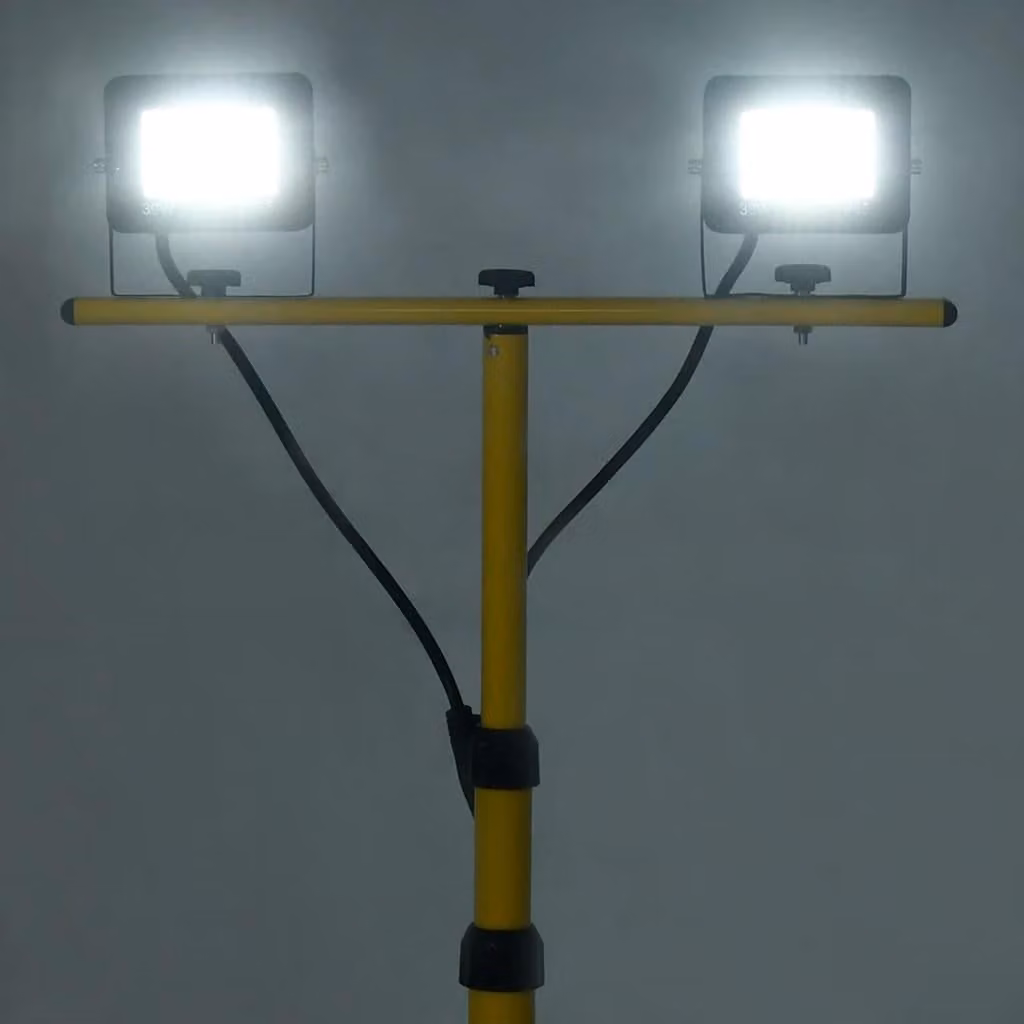 vidaXL Proiettore LED con stativo 2x30 W bianco freddo