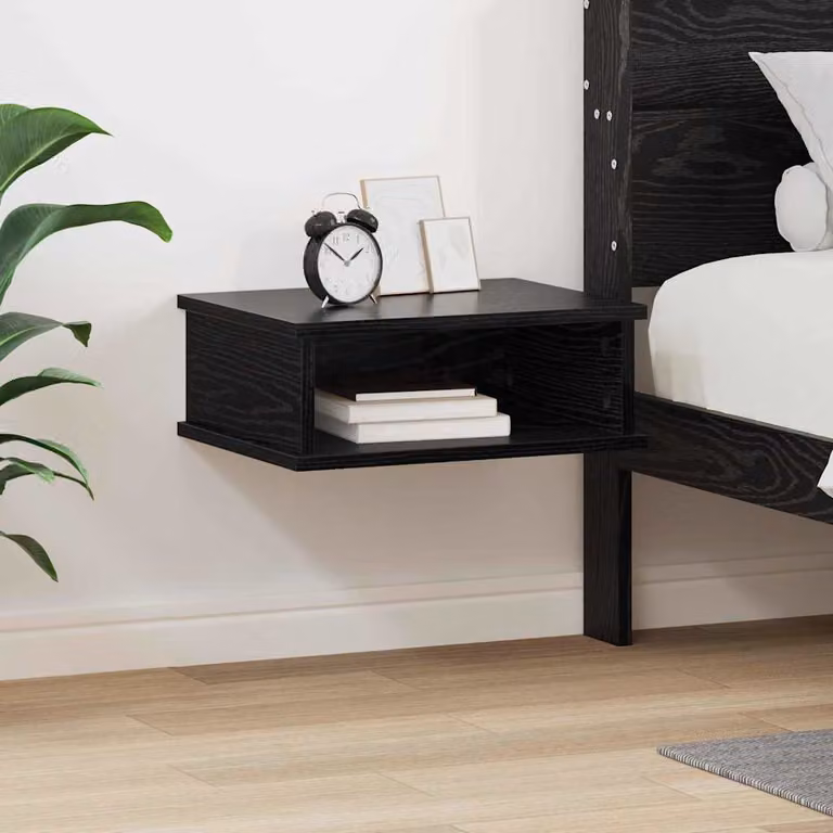 Comodino sospeso vidaXL in legno MDF nero opaco L 40 cm x P 31 cm x H 15 cm