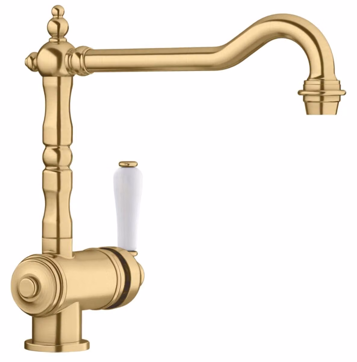 Miscelatore da cucina, finitura oro satinato, tecnologia PVD, monoblocco, design classico
