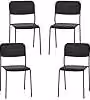 Set di 4 sedie moderne da sala da pranzo e cucina COSTWAY, sedie impilabili con schienale inclinato e gambe in metallo, Nero, L 48,5 x P 44,5 x H 81 cm – 1