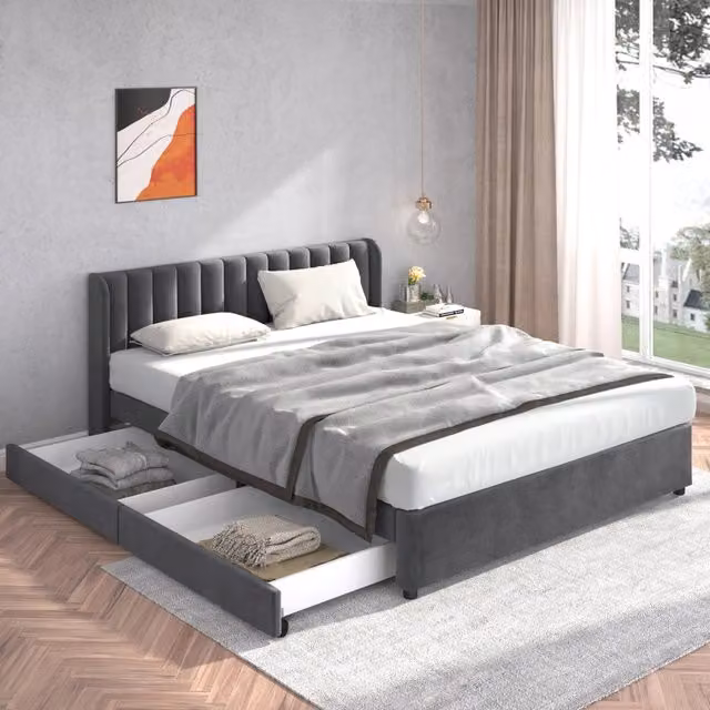 letto imbottito velluto grigio 180 x 200 cm