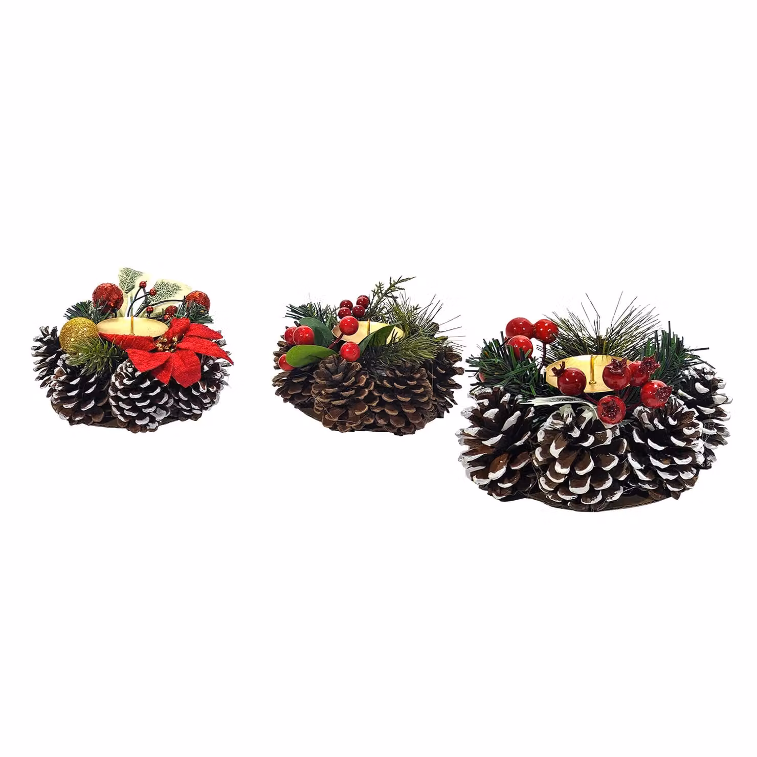 Vestiamo Casa Gran Natale Portacandela Natalizio con Pigne Decorative, Diametro: 15 cm – 1