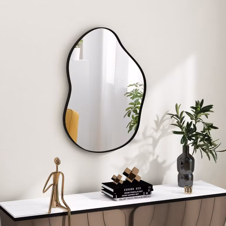 Specchio da parete asimmetrico Costway Nero L: 78 cm, H: 56,5 cm