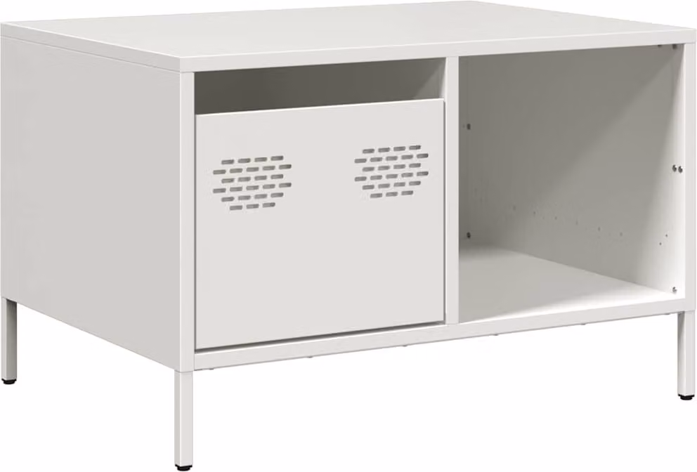 Tavolino Bianco 68,5x50x43,5 cm in Acciaio Laminato a Freddo