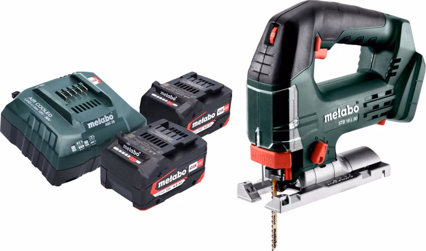 Sega alternativa a batteria Metabo STB 18 L 90 18 V 90 mm + 2 batterie 4,0 Ah + caricabatterie