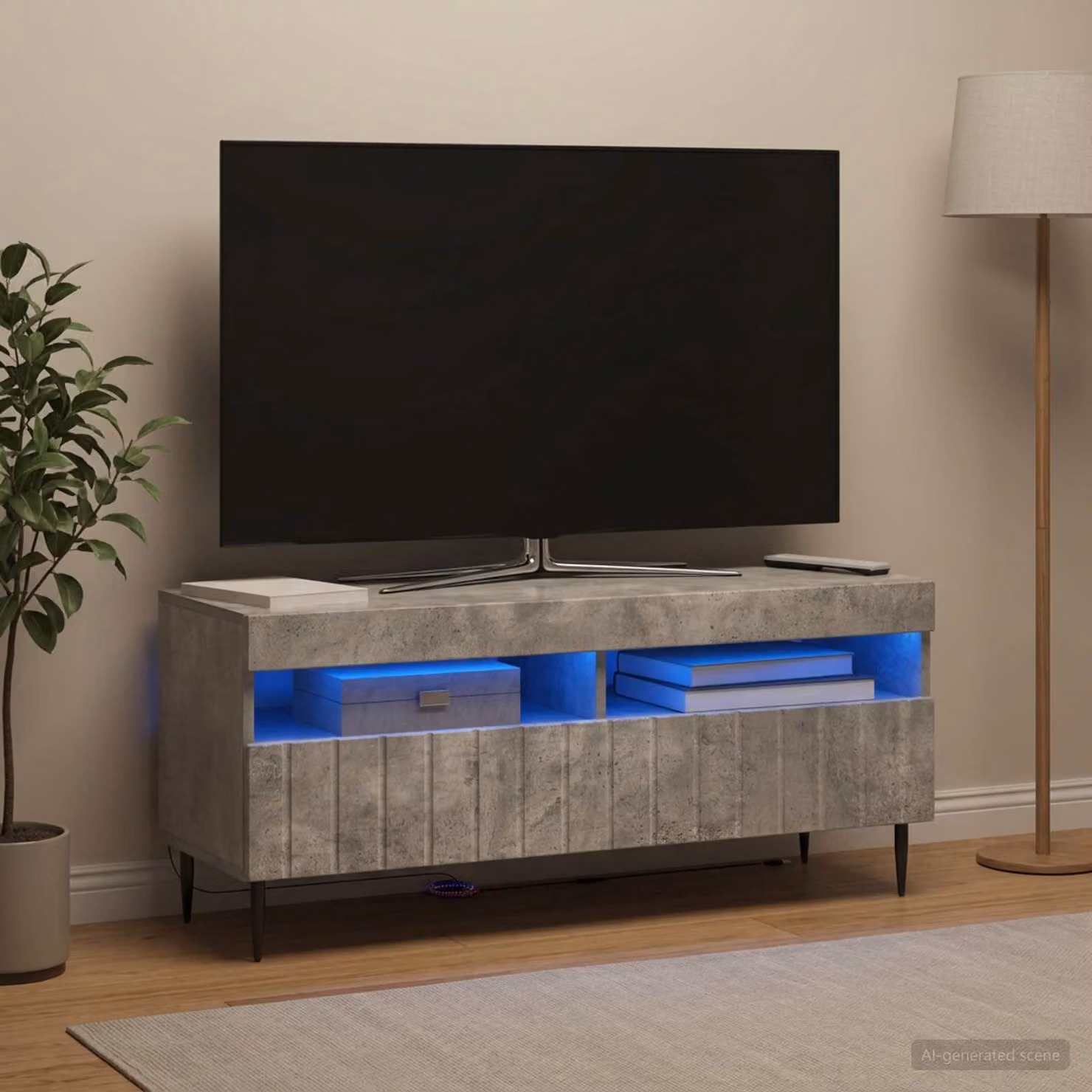 Mobile TV LED vidaXL ZWOLLE Grigio con illuminazione integrata L 100 cm, P 35 cm, H 43 cm