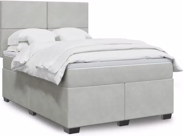 Letto Ibrido vidaXL in Velluto Grigio e Bianco con Illuminazione Sotto il Letto e Porta USB, L/P: 160 x 200 cm