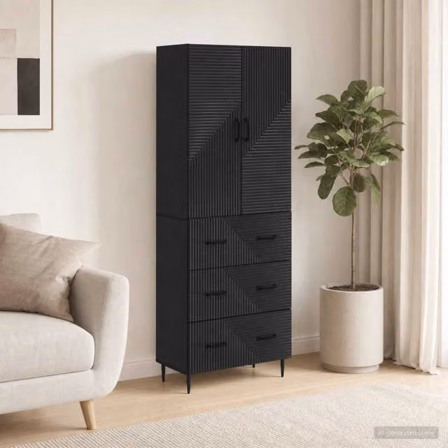 Set di armadi 2 pz 66 x 34,5 x 90 cm Legno ingegnerizzato Nero 3416638