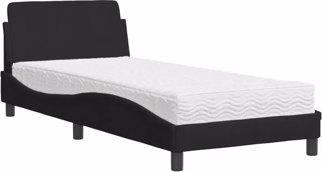 Letto singolo | Letto per adulti | Letto con Materasso Dover Nero 80x200 cm in Tessuto
