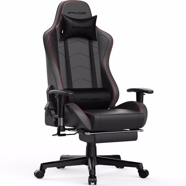 GTPLAYER Sedia da gioco con poggiapiedi Altoparlante Bluetooth Sedia musicale Sedia ergonomica per computer Sedia da scrivania Sedia per giocatori nero